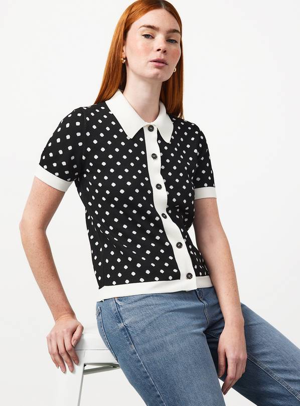 Spot Collared Cardigan S